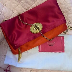 Coach Pink and Orange Silk Bag